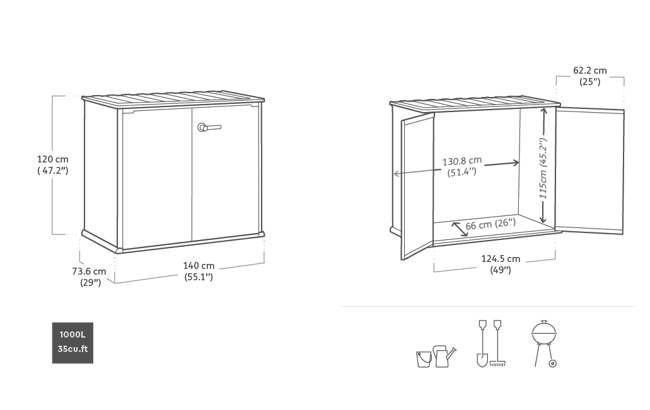 Patio-Store Opbergbox - 139,5x77x120cm - Grijs